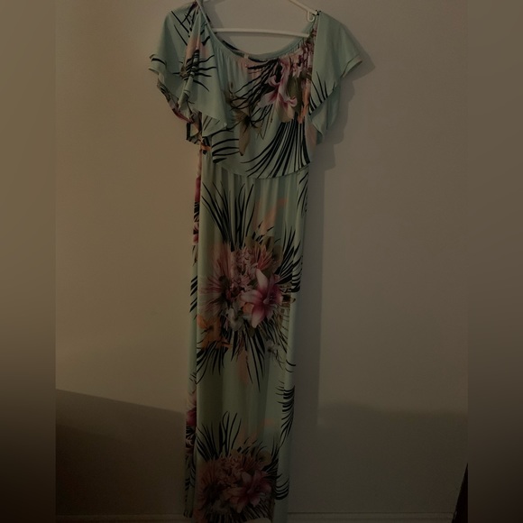 Beautiful blue with flowers dress MATERNITY size large - Picture 2 of 2